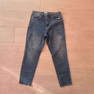 Wax Jean Denim Jeans 9/29 Medium Wash Straight Leg Stretch Pockets Button Zip